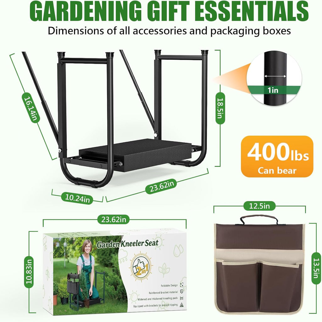 seasky Foldable Garden Kneeler and Seat, Anti-Tipping Gardening Bench Widened Thick Soft Kneeling Pad, Heavy Duty