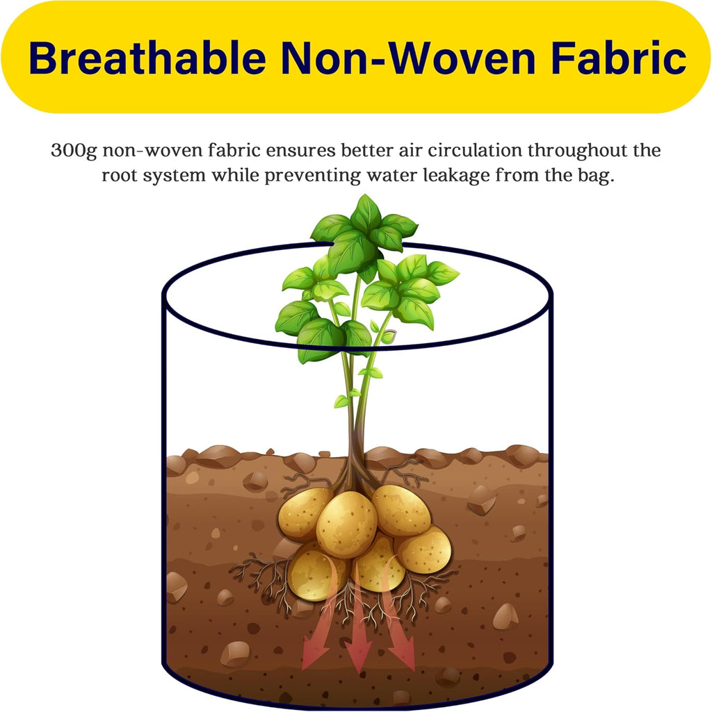 iPower 10-Pack 7-Gallon Potato Grow Bags Thickened Non-Woven Aeration Fabric Container Planter Pots with Handle, Access