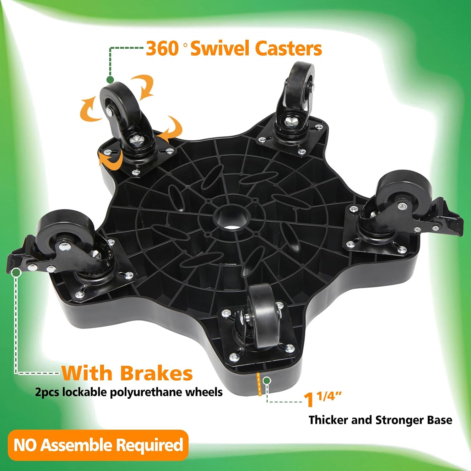 2Packs 14in Plant Caddy with Wheels - 14inch Indoor Outdoor Plant Stand No Assembly Required Flowerpot Down Under Plant