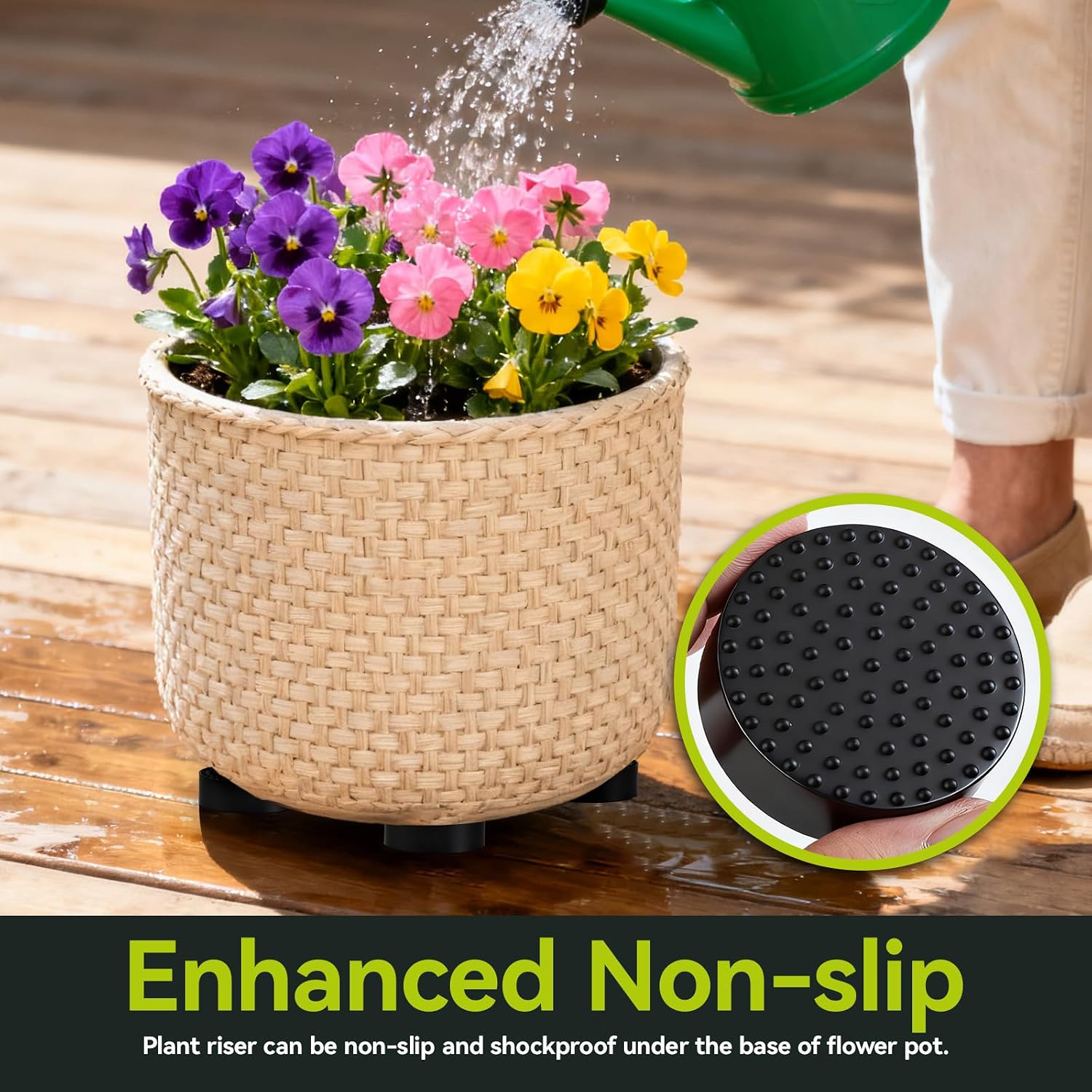28 Pcs Plant Pot Feet | Non-Slip Surface for Plant Pots, Solid Rubber Pots Risers, Pot Lifters for Indoor or Outdoor