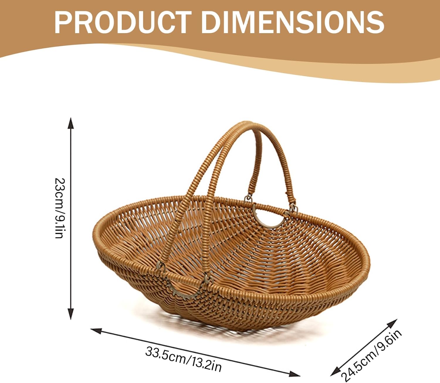 Harvest Basket for Garden Vegetables, Large PP Woven Garden Harvesting Basket with Foldable Handle for Fruit Picking