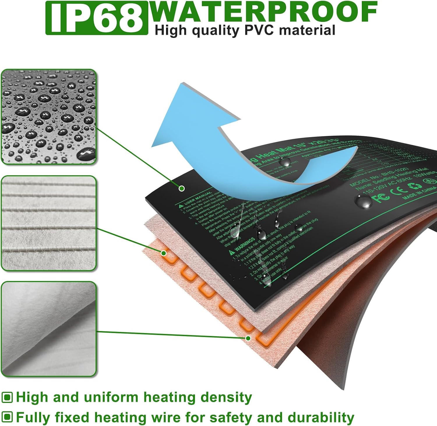 Seedling Heat Mat with Built-in Temperature Controller (2 Pack), 10" x 20.75" Plant Heating Pad with Thermostat for