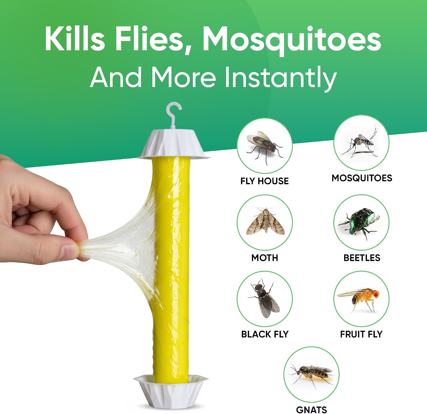 Sticky Fly Trap Indoor & Outdoor Pack of 8 | Hanging Fly Stick for Gnats, Flies, Wasps, Mosquitoes & Other Flying Bugs
