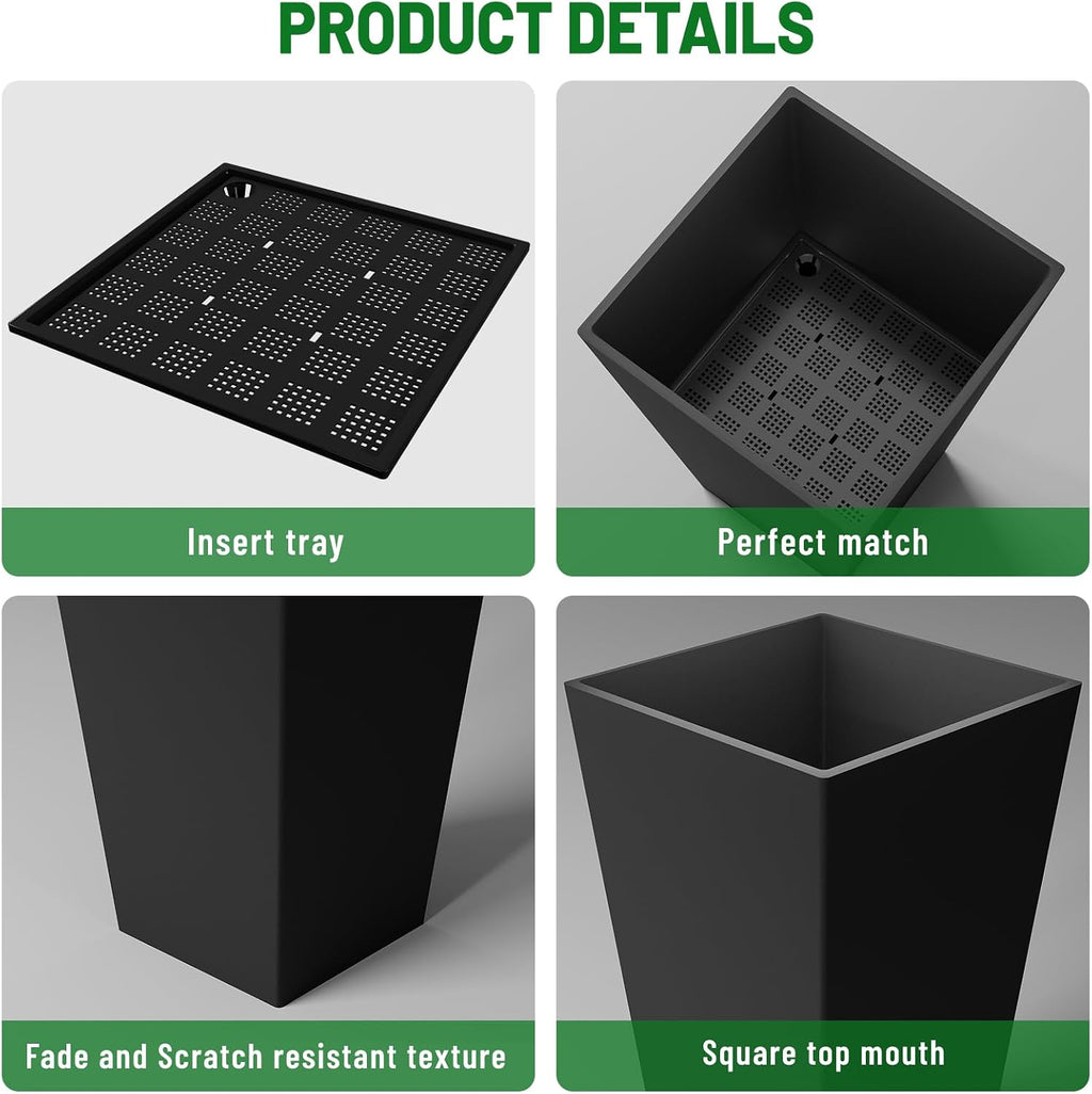Taper Tall Planters 30 Inch Set of 2, Large Planter for Indoor Outdoor Plants, Modern Flower Pot Containers Large