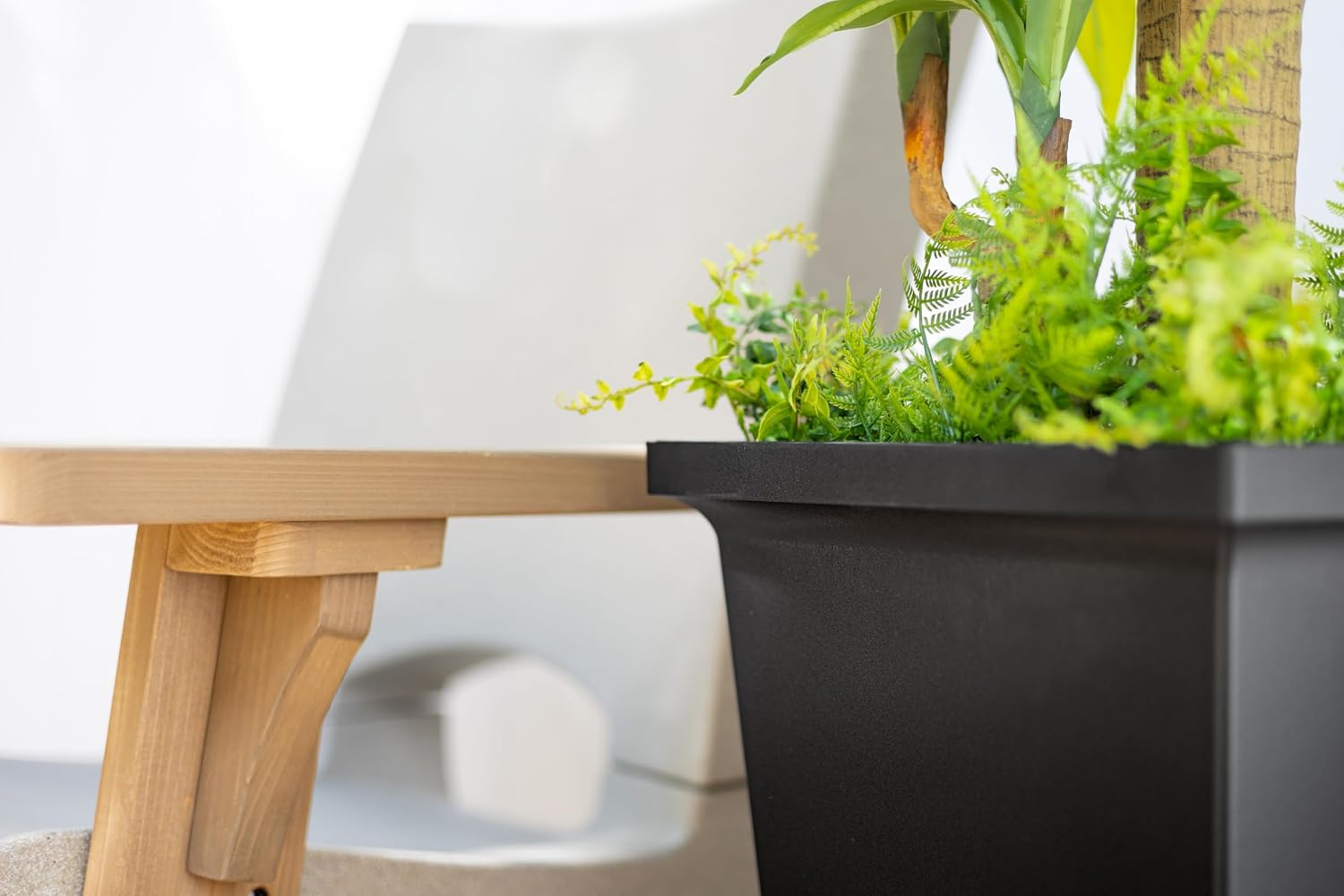 Mayne Renew 24in Modern Tall Square Planter, Black, 2-Pack | All season, Lightweight, Fade resistant, Planting shelf