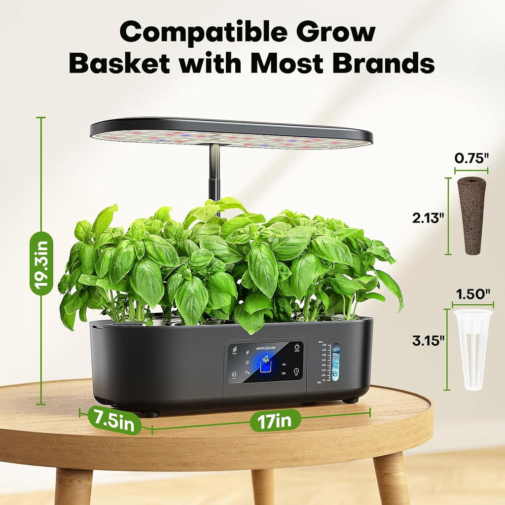 Hydroponics Growing System Kit: 12 Pods with LCD Control Panel | Indoor Herb Garden with Grow Light, Planting Height Up