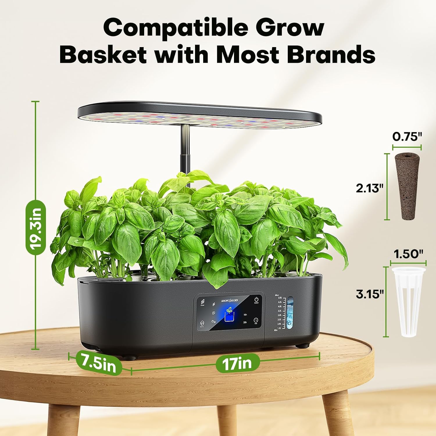 Hydroponics Growing System Kit: 12 Pods with LCD Control Panel | Indoor Herb Garden with Grow Light, Planting Height Up