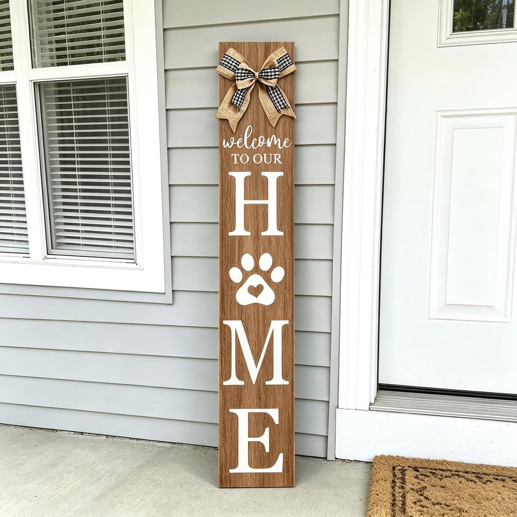 Welcome to Our Home Front Door Sign, 47"X8", Wood