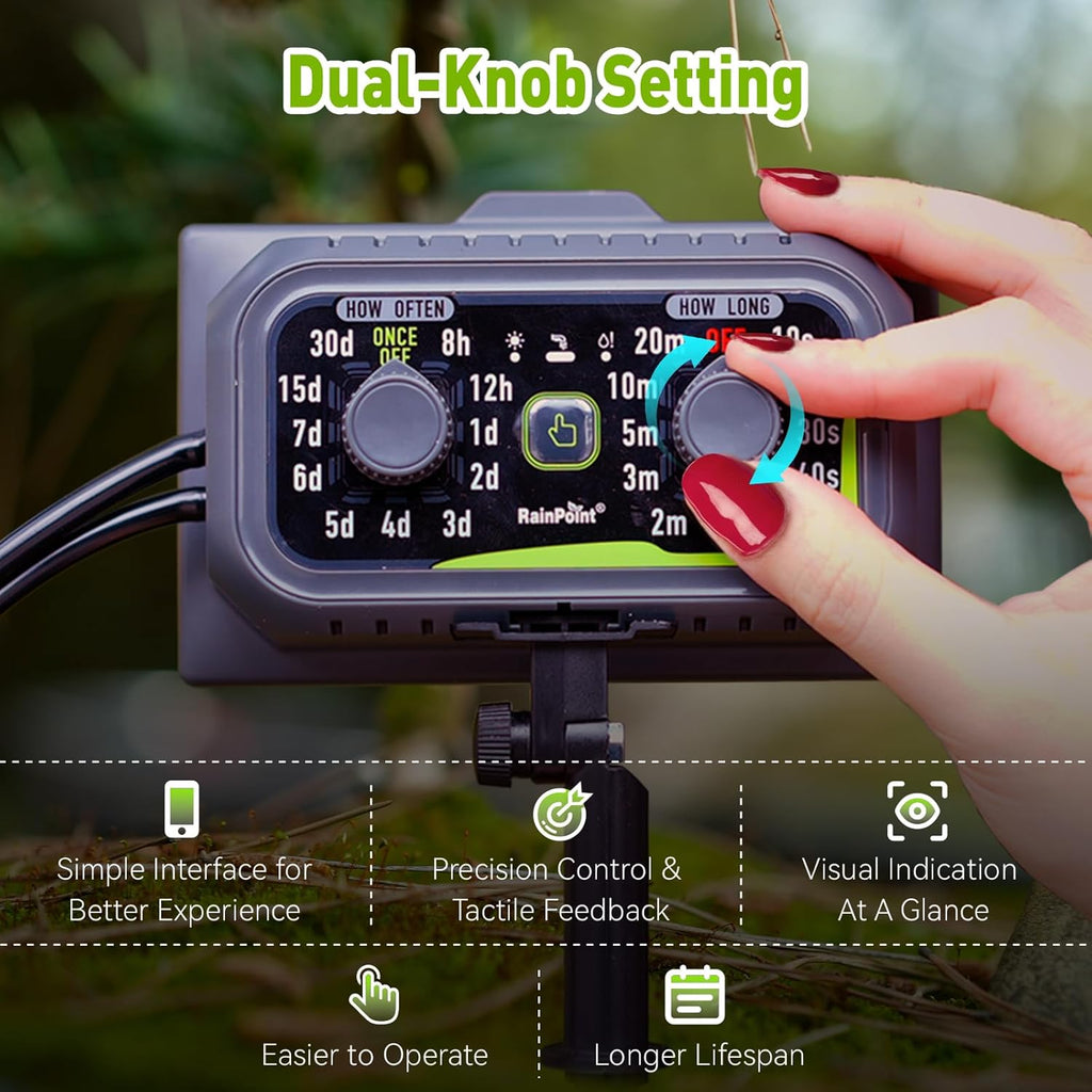 RAINPOINT Compact Programmable Solar Automatic Plant Waterer Kit Work with Indoor Outdoor,Self Watering Drip Irrigation