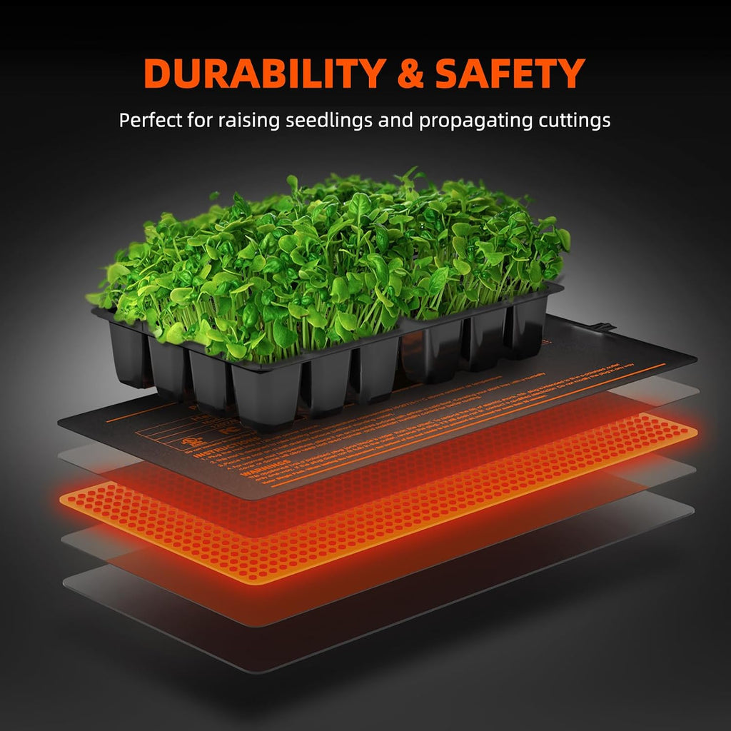 Spider Farmer 10"x20.75" Seedling Heat Mat with Built-in Thermostat | Fast & Uniform Heating, MET & UL Certified, IP67