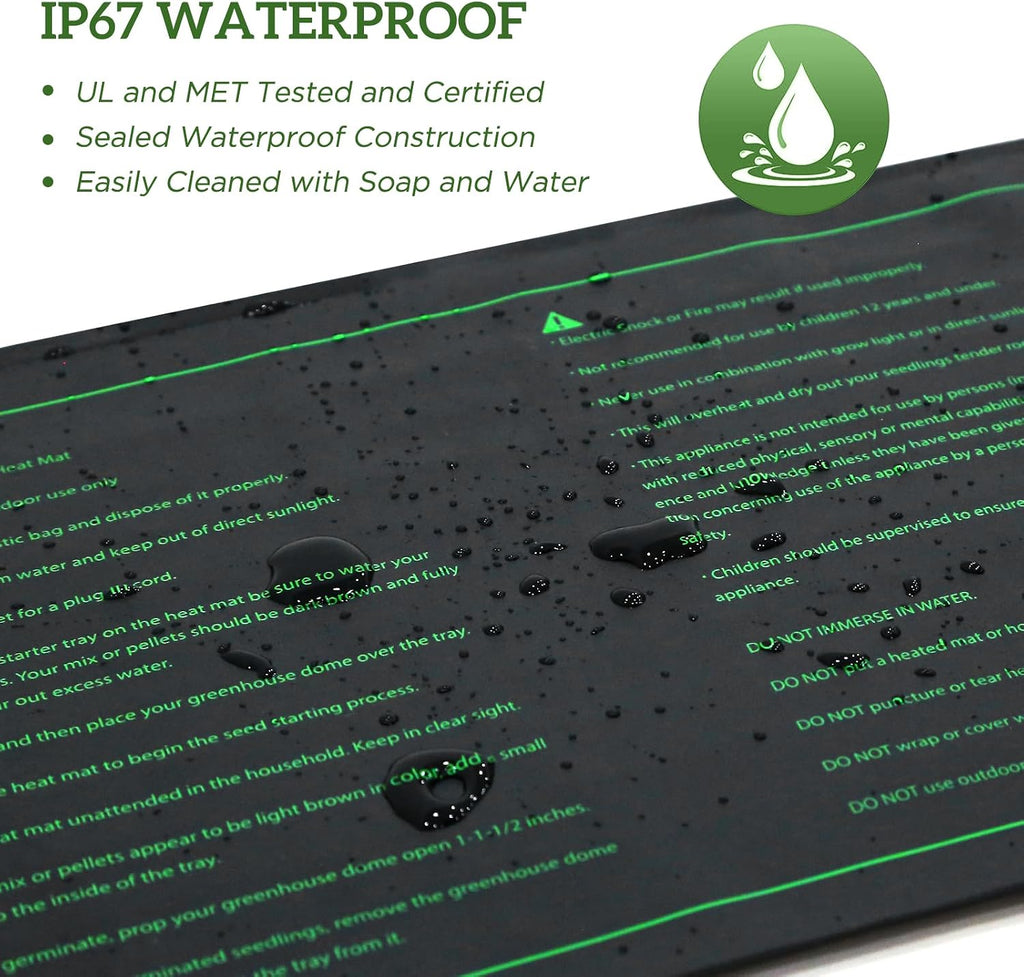 EAGLE PEAK 2 Pack Waterproof Seedling Heat Mat 10” x 20”, UL & MET-Certified Heating Pad for Seed Starting, Seed