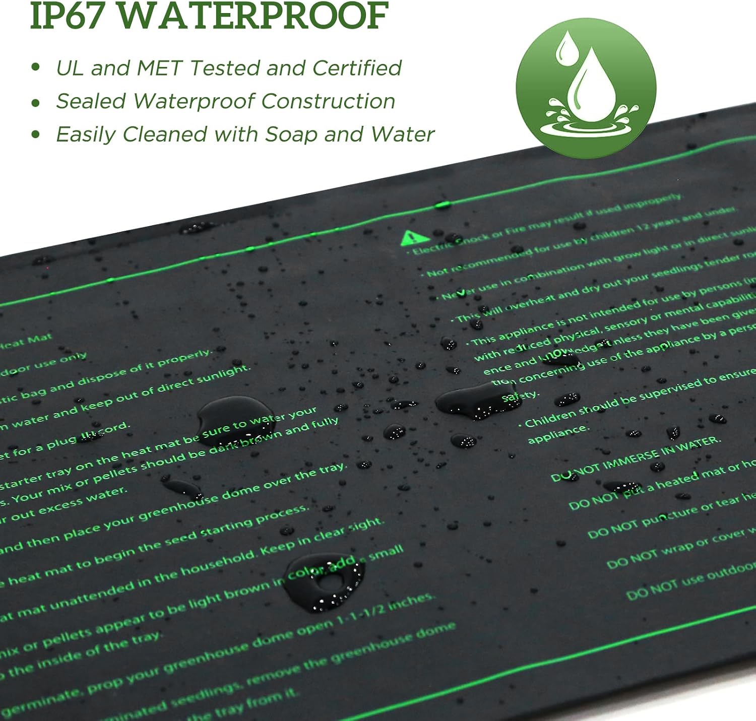 EAGLE PEAK 2 Pack Waterproof Seedling Heat Mat 10” x 20”, UL & MET-Certified Heating Pad for Seed Starting, Seed
