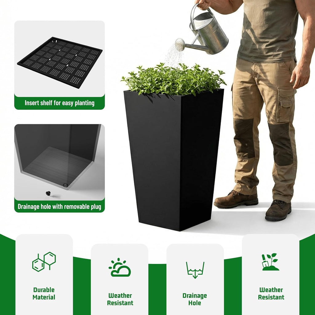 Taper Tall Planters 30 Inch Set of 2, Large Planter for Indoor Outdoor Plants, Modern Flower Pot Containers Large