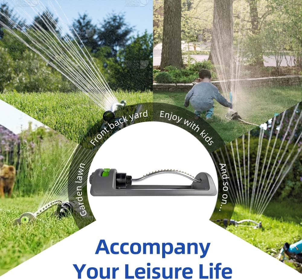 Lawn Sprinkler, HH Together Oscillating Sprinkler with 18 Hole Brass Nozzles, Watering for Lawn & Garden Covers up to
