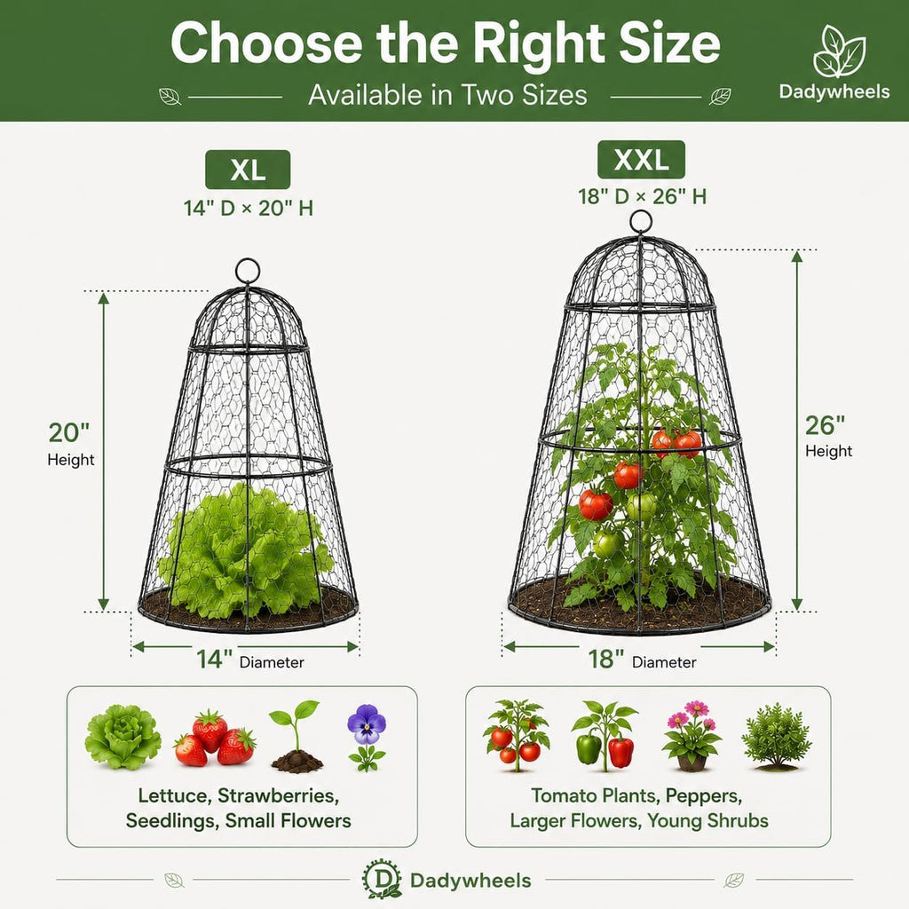 Easy-Snap Open Design Chicken Wire Cloche (6-Pack) - Adjustable Garden Plant Protectors from Birds & Animals for Large