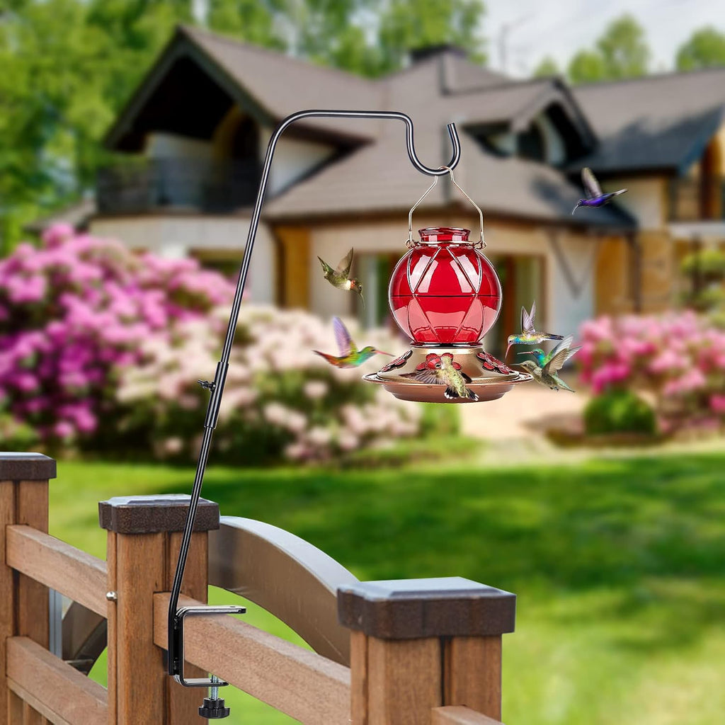 Deck Hook, 28 Inch Bird Feeder Hanger for Hummingbird Feeders, Black | Heavy Duty, Weather-Proof Metal Hanger for