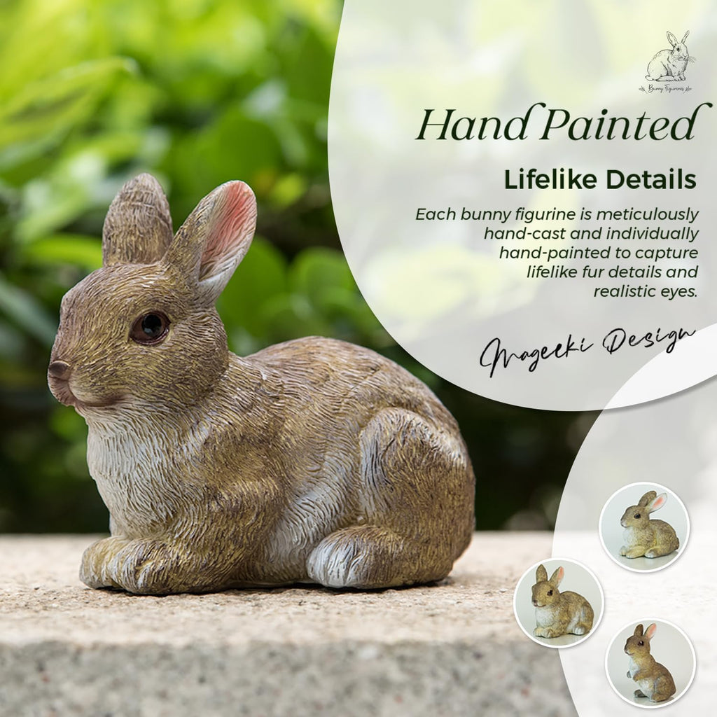3 Pcs Bunny Decor Figurines Garden Decorations, Cute Bunny Yard Statues Outdoor, Easter Rabbit Statues, Hand-Painted