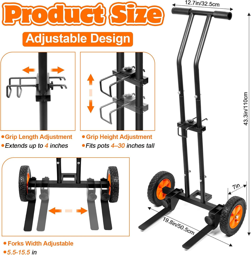Plant Caddy with Wheels, Heavy Duty Plant Dolly Caddy Cart, 175LBS Plant Mover Cart with Adjustable Grabbing Arm
