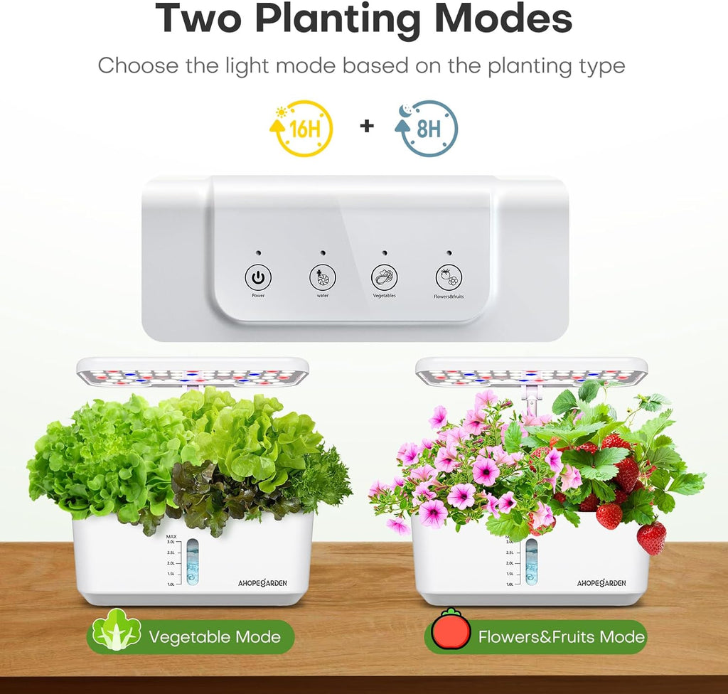 Indoor Garden Hydroponics Growing System: 10 Pods Kit with LED | Plant Germination Kit Herb Vegetable Growth Lamp