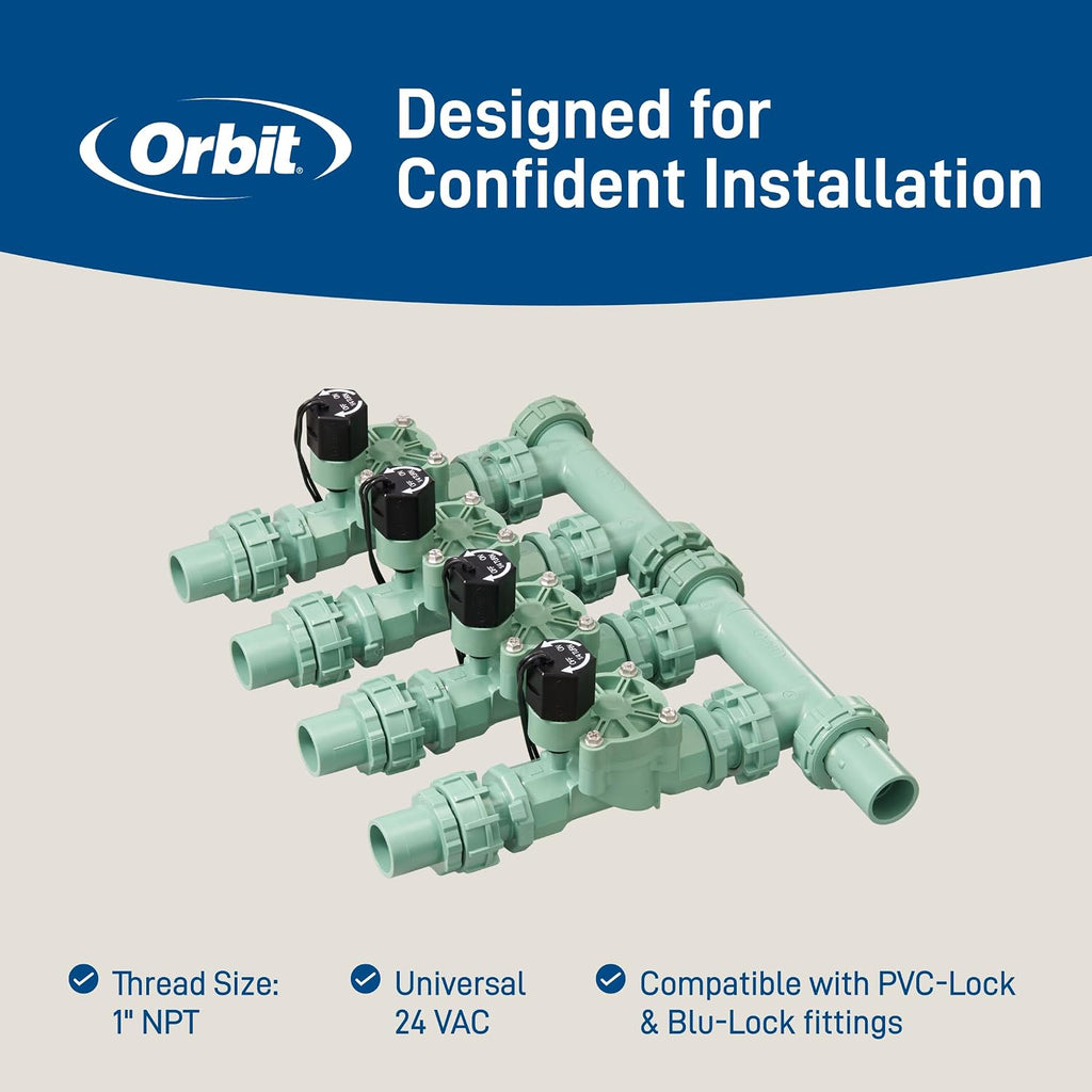Orbit 57257 4-Valve Preassembled Sprinkler Manifold – Easy Install, Smart Controller Compatible, Works with PVC & Poly