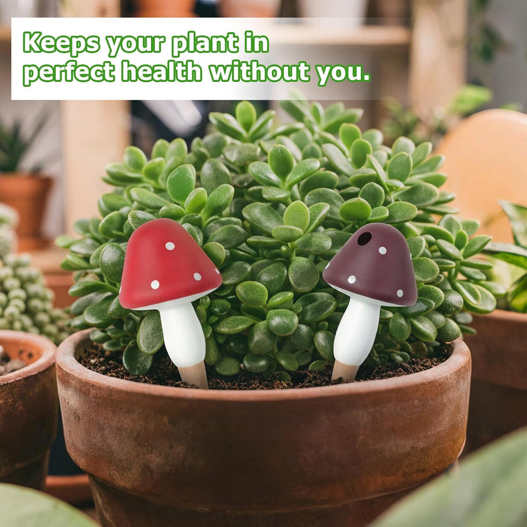 Plant Watering Globes, 16 Pack Self-Watering Terracotta Spikes - Mushroom Shape Irrigation Devices for Indoor & Outdoor