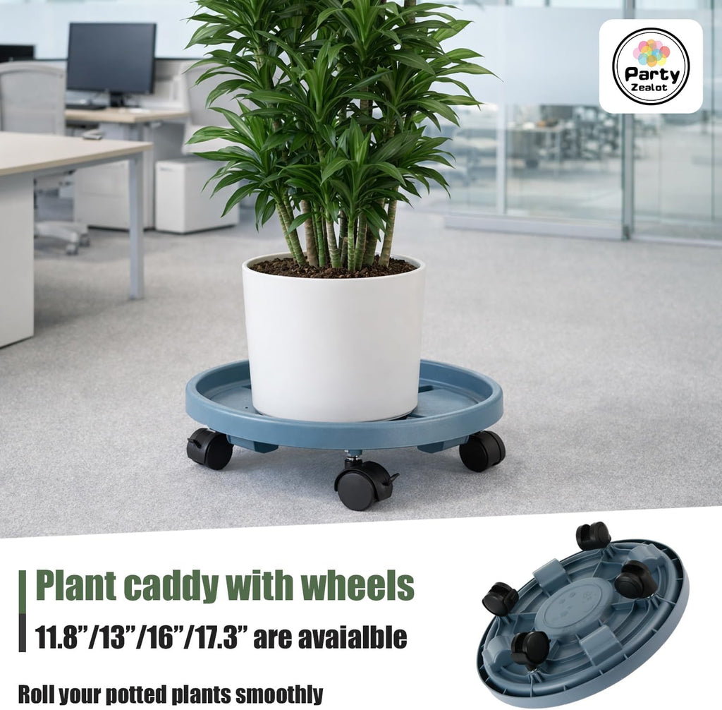 Party Zealot 5-Pack 13" Large Plant Caddy with Wheels Plastic Plant Dolly with Caster Flower Pot Mover Rollers Wheeled