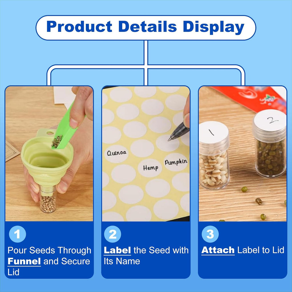 Seed Storage Organizer Box with 120 Slots, Airtight Seed Saver Kit with 25 Craft Envelopes, Funnel and Tweezers