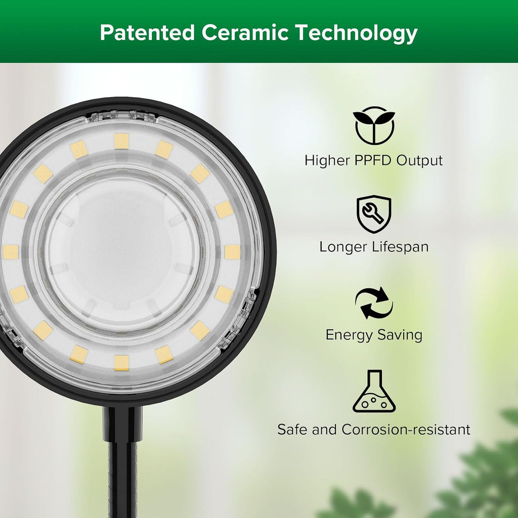 SANSI Grow Light for Indoor Plants, 40W 4-Head Tripod Stand Plant Light | Wide Coverage, Large Plants, 35"-65"