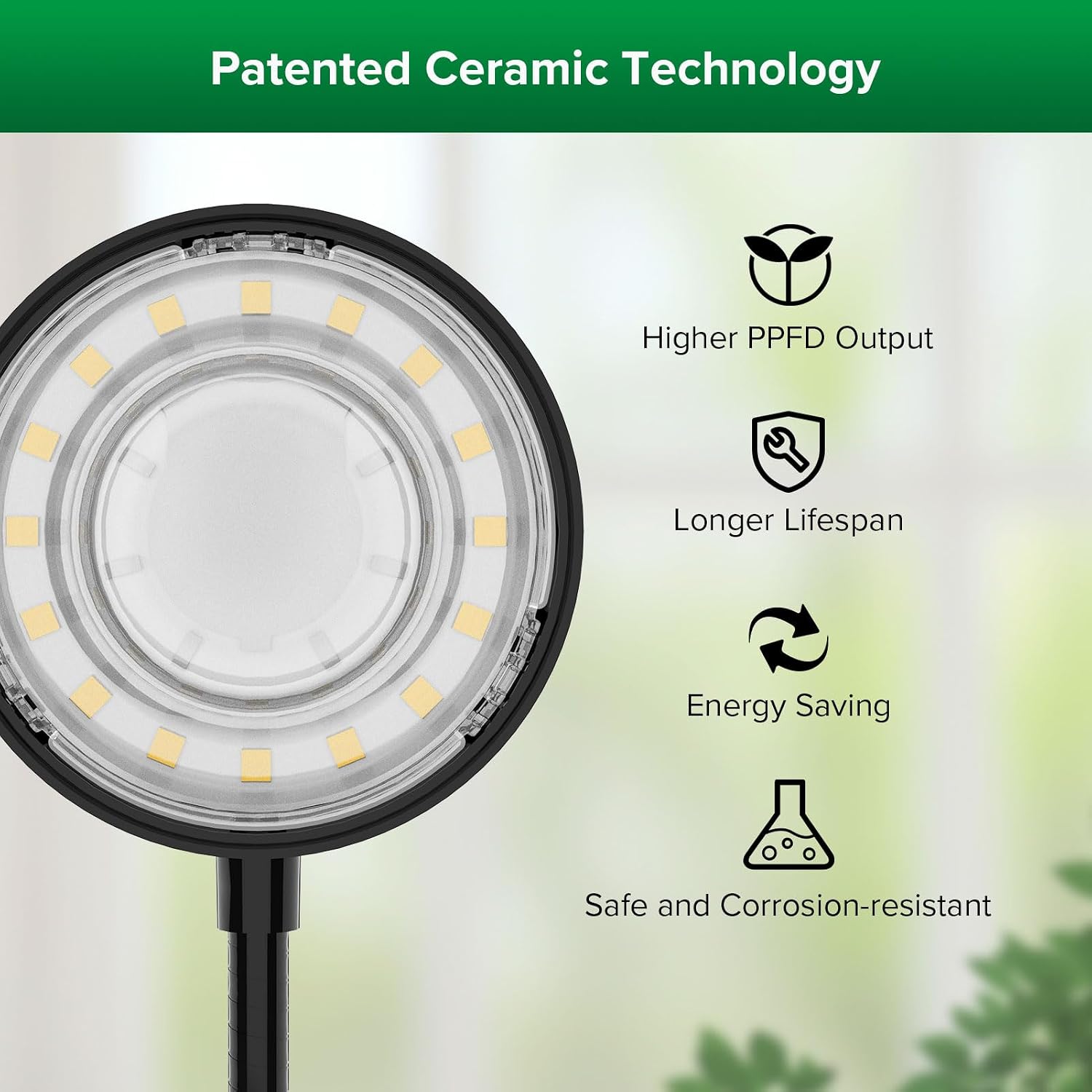 SANSI Grow Light for Indoor Plants, 40W 4-Head Tripod Stand Plant Light | Wide Coverage, Large Plants, 35"-65"