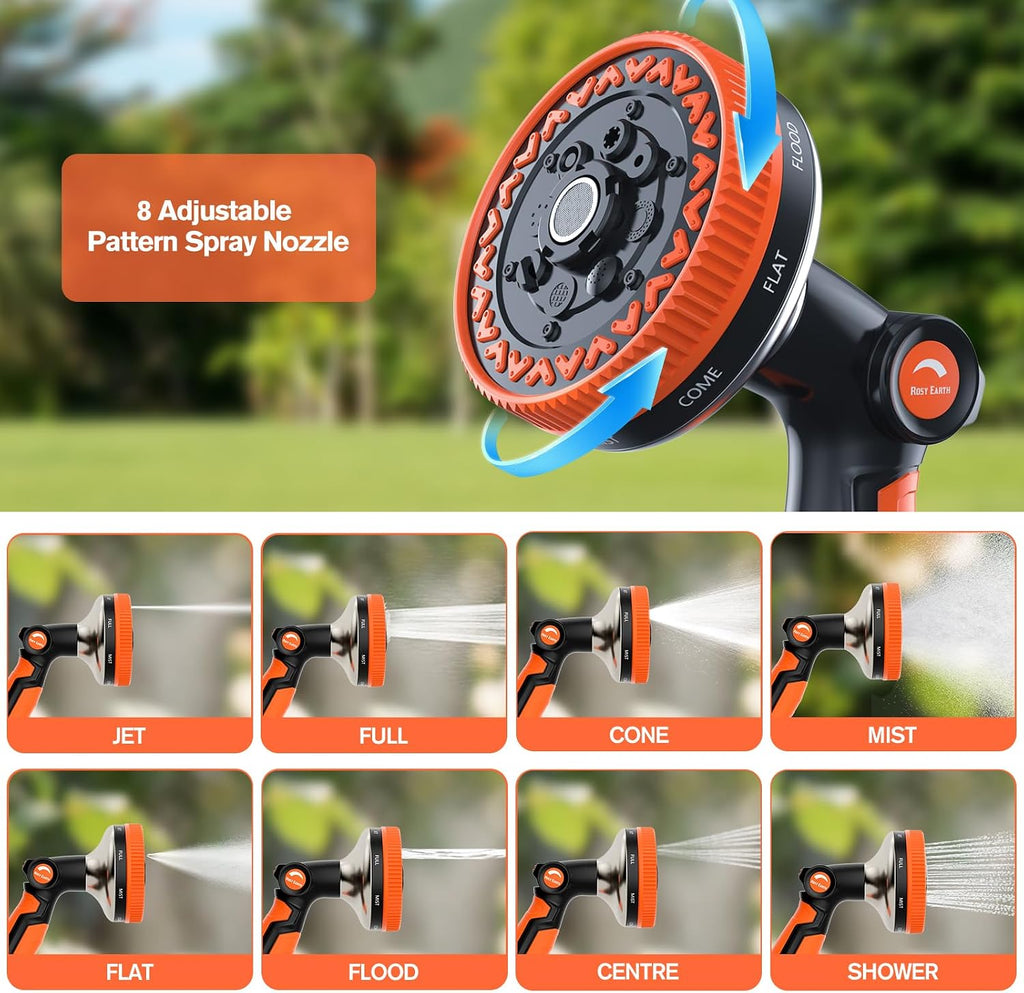 Garden Hose Nozzle, 3.6" Ultra-Wide Metal Hose Sprayer, Orange