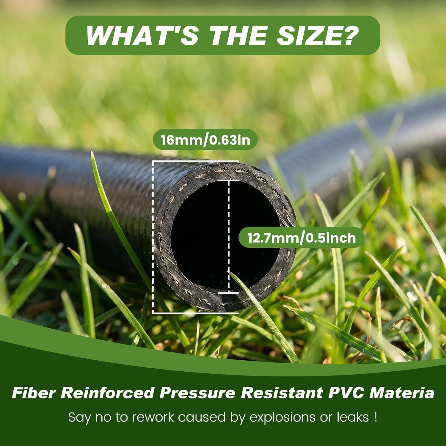 1/2 Inch Drip Irrigation Tubing, 50FT Main Line Hose Tube, Flexible PVC Irrigation Hose for Raised Beds, Greenhouse