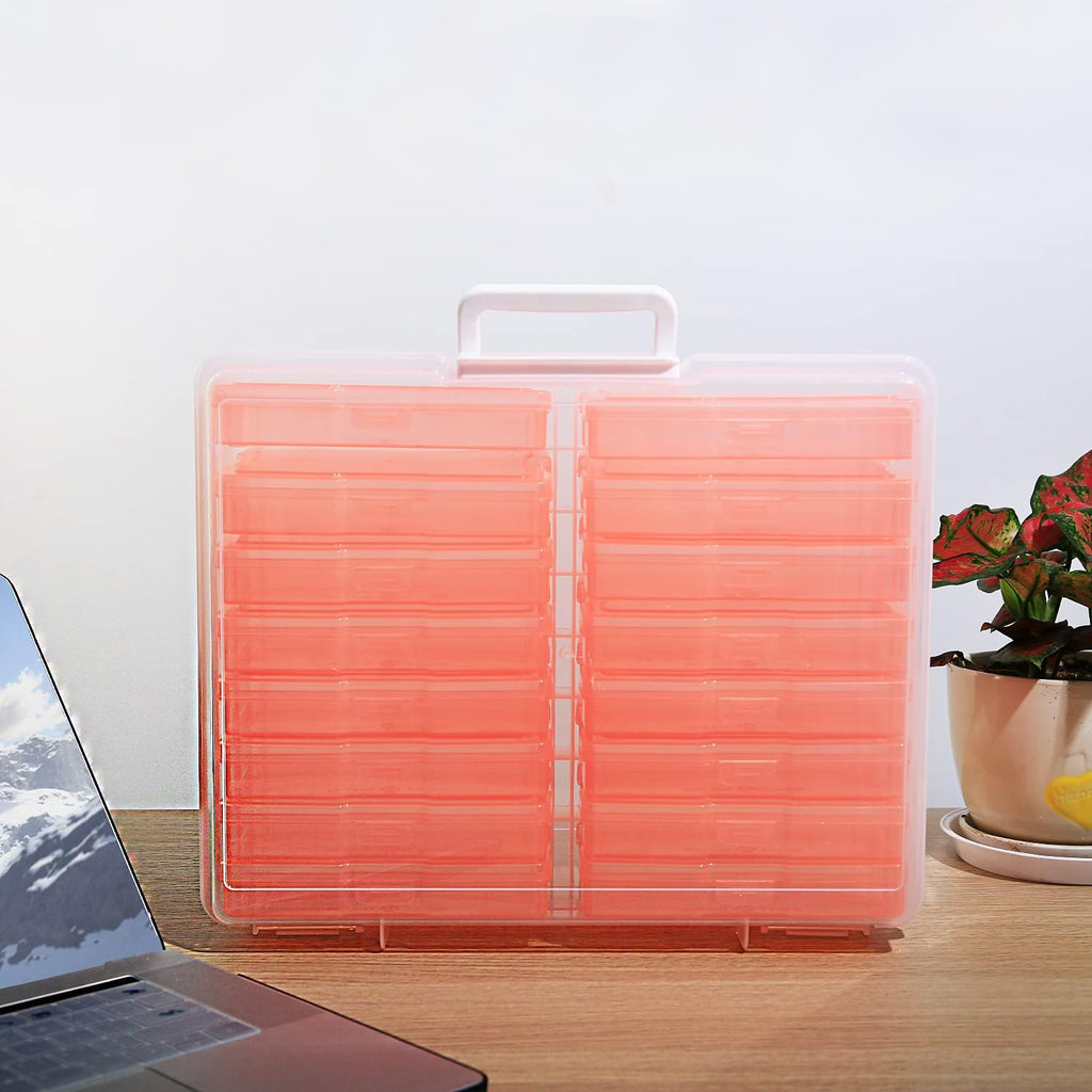 4" x 6" Photo Storage Case with Handle, 16 Inner Photo Organizer Keeper, Extra Large Storage Picture Boxes, Seed