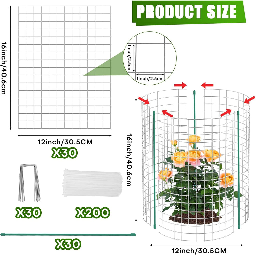 10 Set Plant Protectors from Animals, Galvanized Plant Cages for Outdoor | 12" x 16" Metal Wire , Dual-Secure with