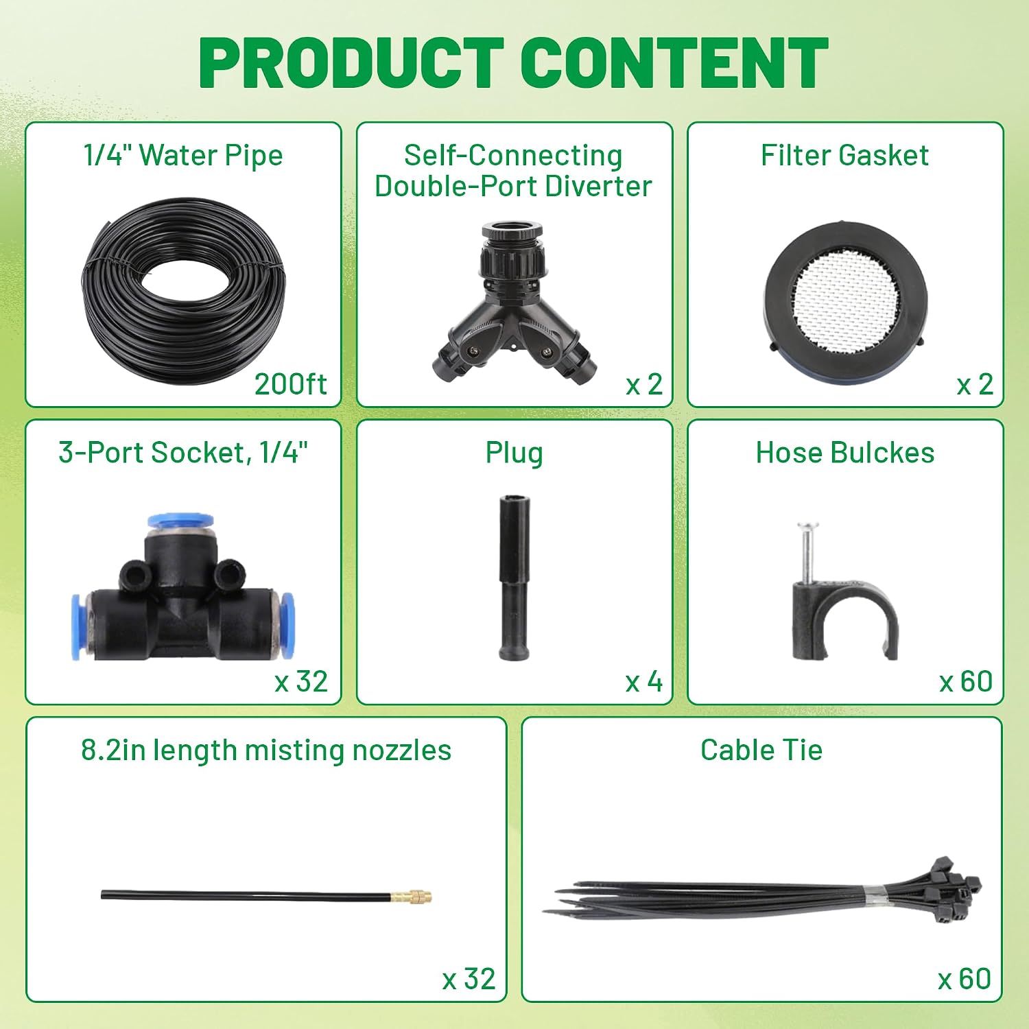 Drip Irrigation System for Garden, 200FT Automatic Drip Irrigation Kit with 32pcs 360° Bendable Copper Nozzles