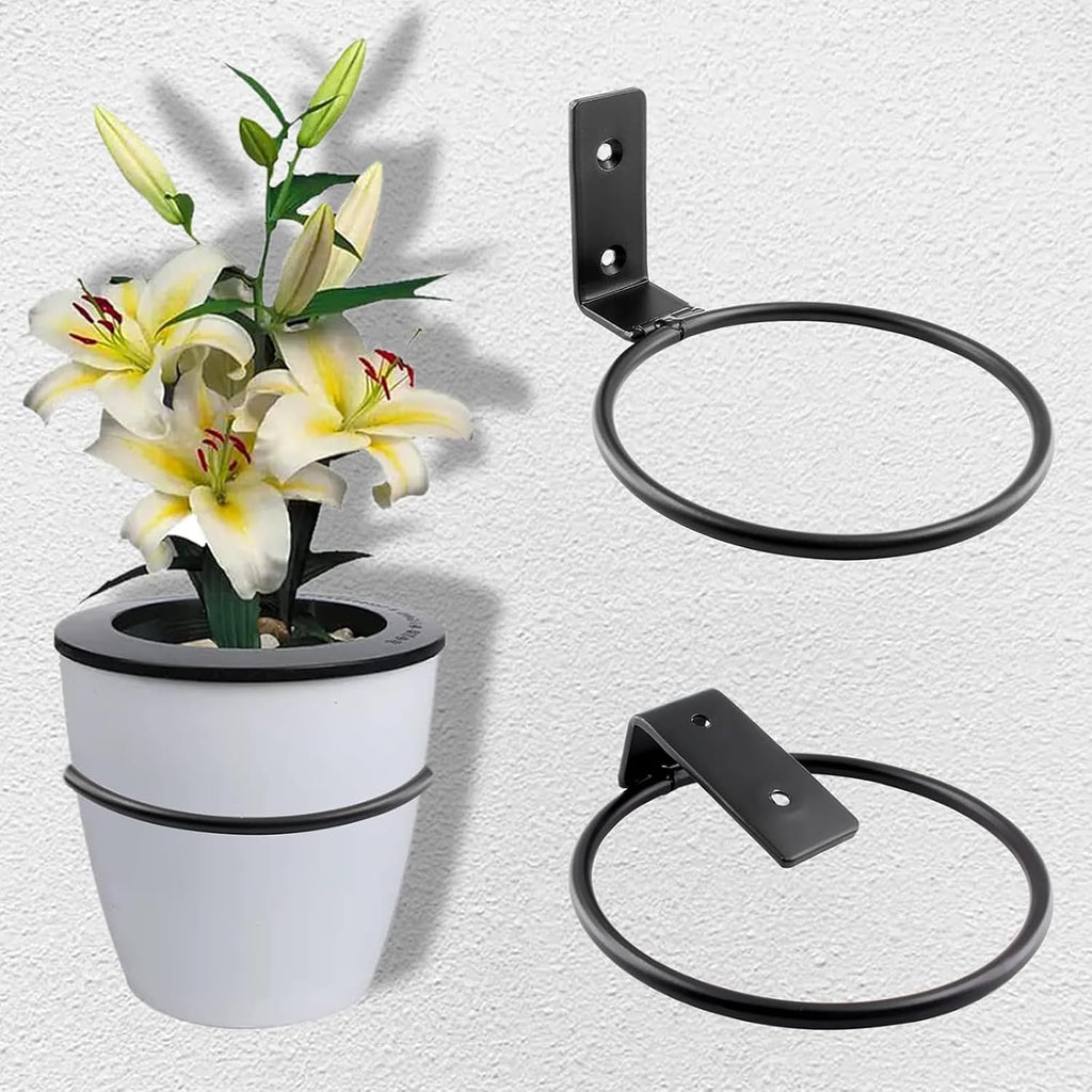 Jiozermi 6 Pack 8 inch Flower Pot Holder Ring, Wall Mounted Black | Flower Pot Holder Ring Wall Mounted Set Wall