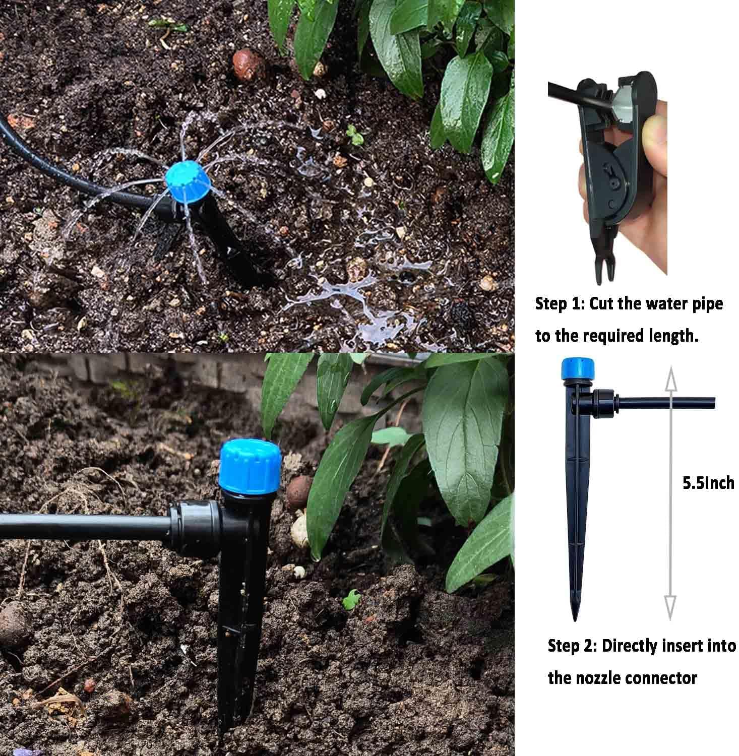 Drip Irrigation System with Timer for Garden,Main ID 1/2inch 16.5Ft and 1/4inch 96Ft Water Hose, Automatic Watering