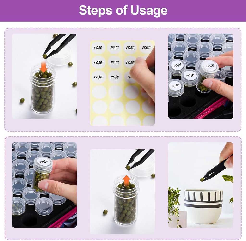 Seed Storage Organizer 140 Slots Seed Organizer Storage Box, Portable Seed Packet Organizer Box with Zipper Bag