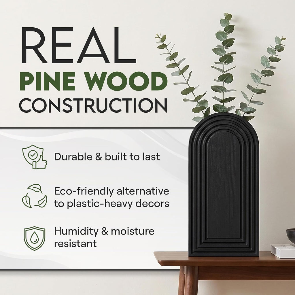Wooden Wall Planter Vase Set of 2 - Natural Wood Wall Vases for Flowers & Decor - Wall Decor Farmhouse Walls Art for