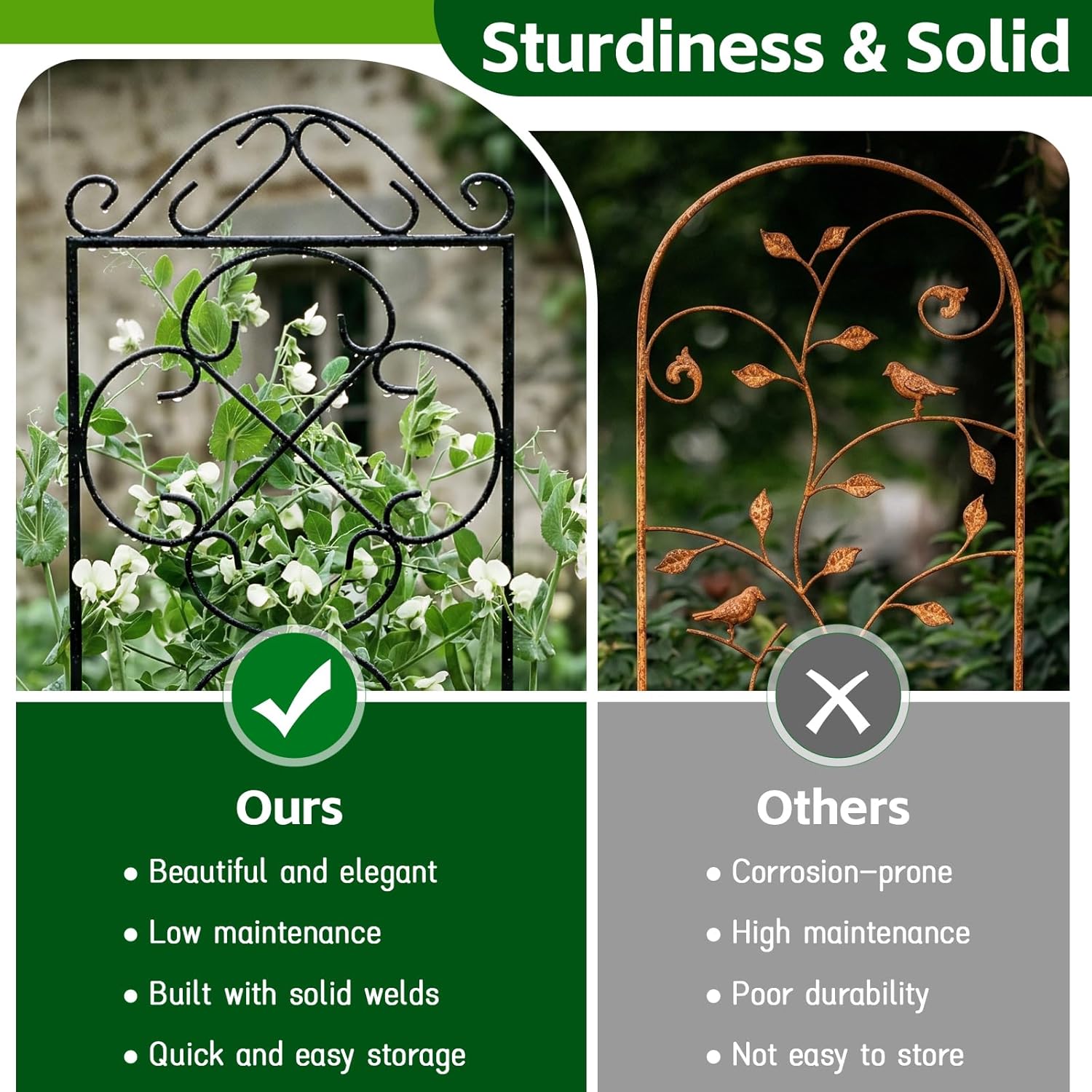 4 Pack 48" x 12.5" Metal Trellis for Potted Plants and Planters | Garden Trellis for Climbing Plants,Rust-Resistant