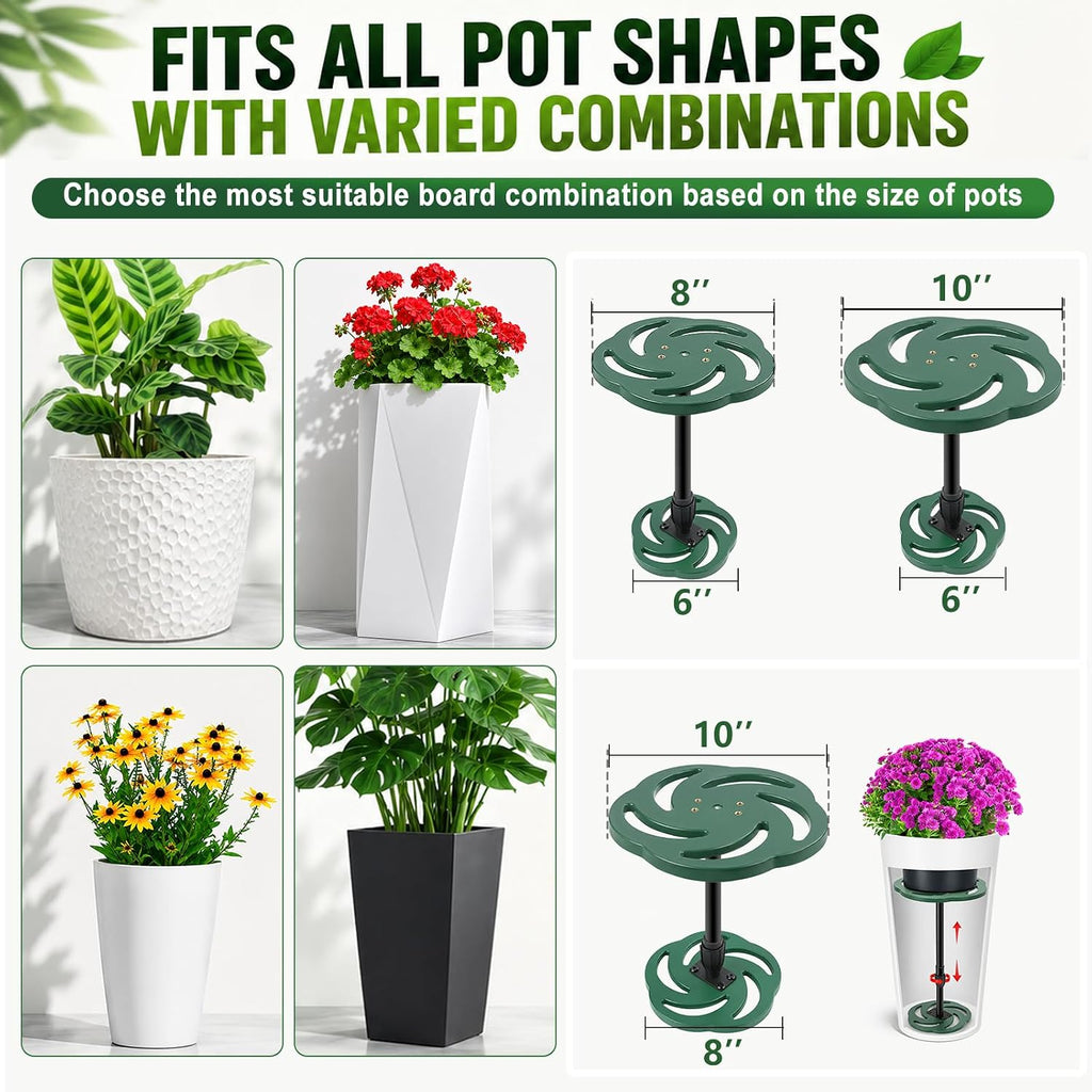 2 Pack Plant Risers for Inside Pots, 12-21" Adjustable Height Plant Riser | Plastic Planter Inserts for Large Tall