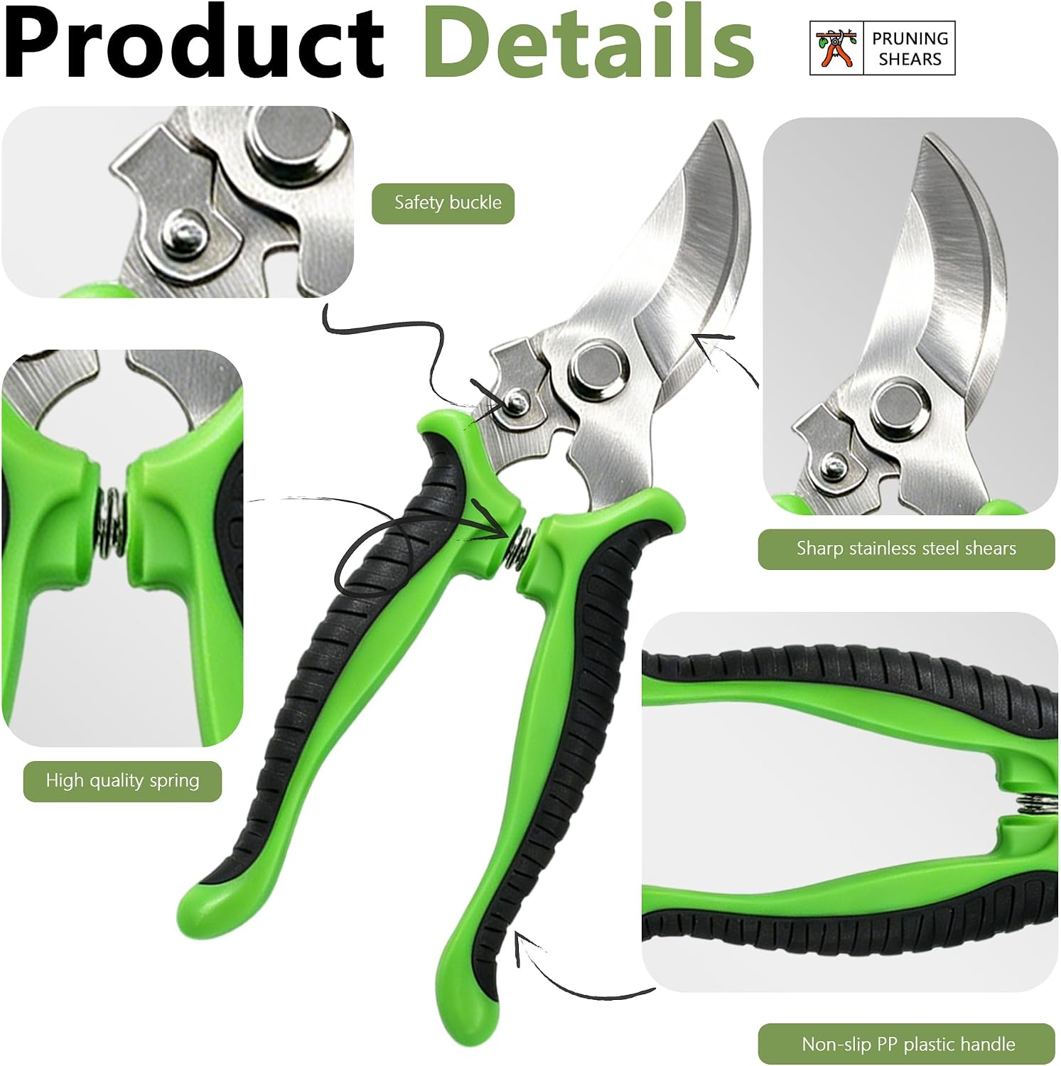 15Pcs Garden Tool Set Heavy Duty Stainless Steel Gardening Hand Tools with 5 Garden Shears Non-Slip Rubber Grip Spade