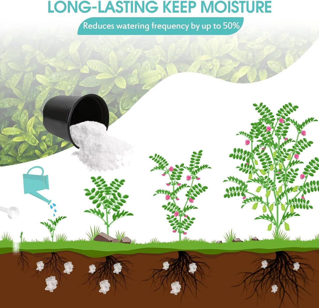 Water Storing Crystals for Plants, Keeps Soil Moist, 5LB, Fine | Soil Moisture Retention, Soil Aeration, Solve Plants