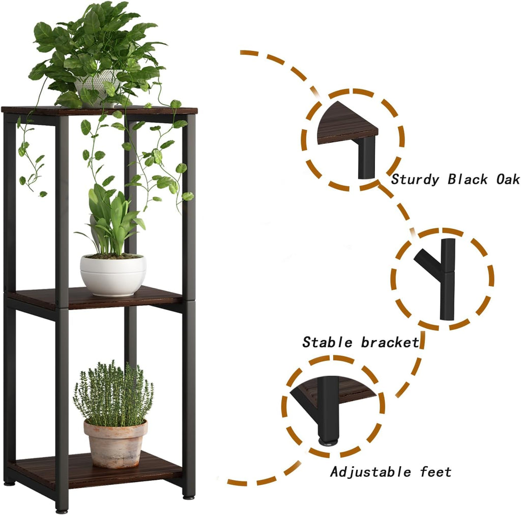 3 Tier Plant Stand Indoor Corner Tall Square Shape Plant Shelf | Modern Metal MDF board Flower Storage,Suitable tight