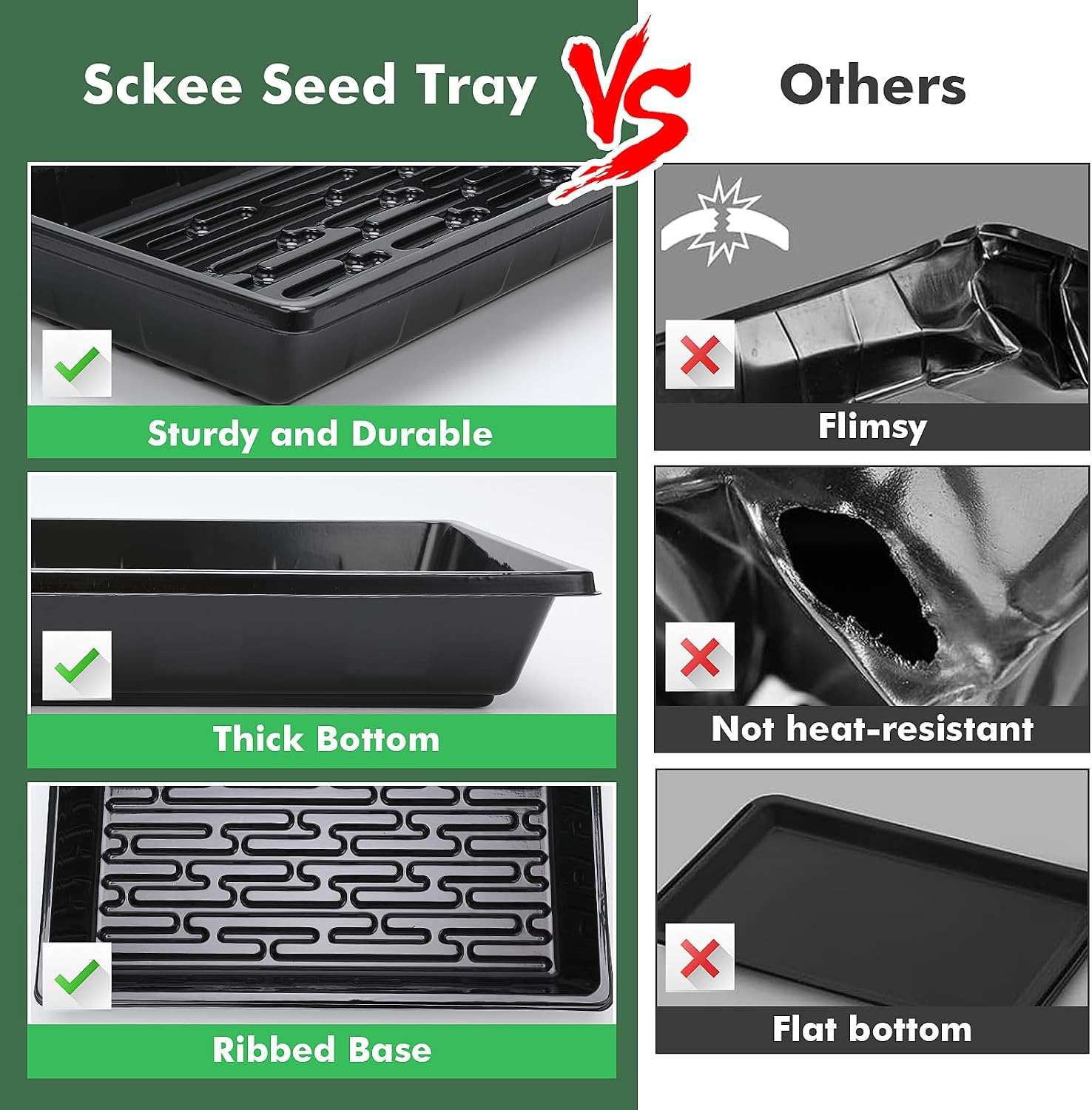 Sckee Upgraded 50 Pack Plant Growing Trays Seed Starting Tray Microgreens Growing Trays Seedling Plant Germination