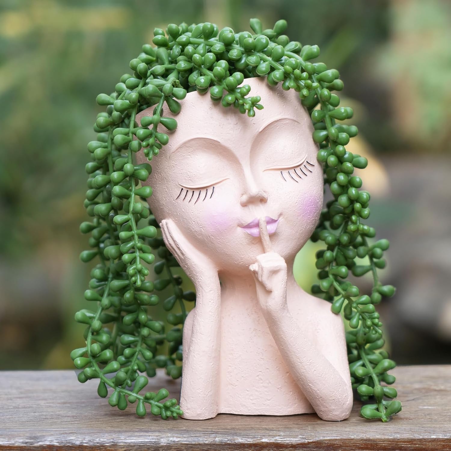 Face Planter Pot Head Planters, Lady Heads Flowerpot, Cute Girl Faces Plant Pot, Quiet Women Succulent Pots for Indoor