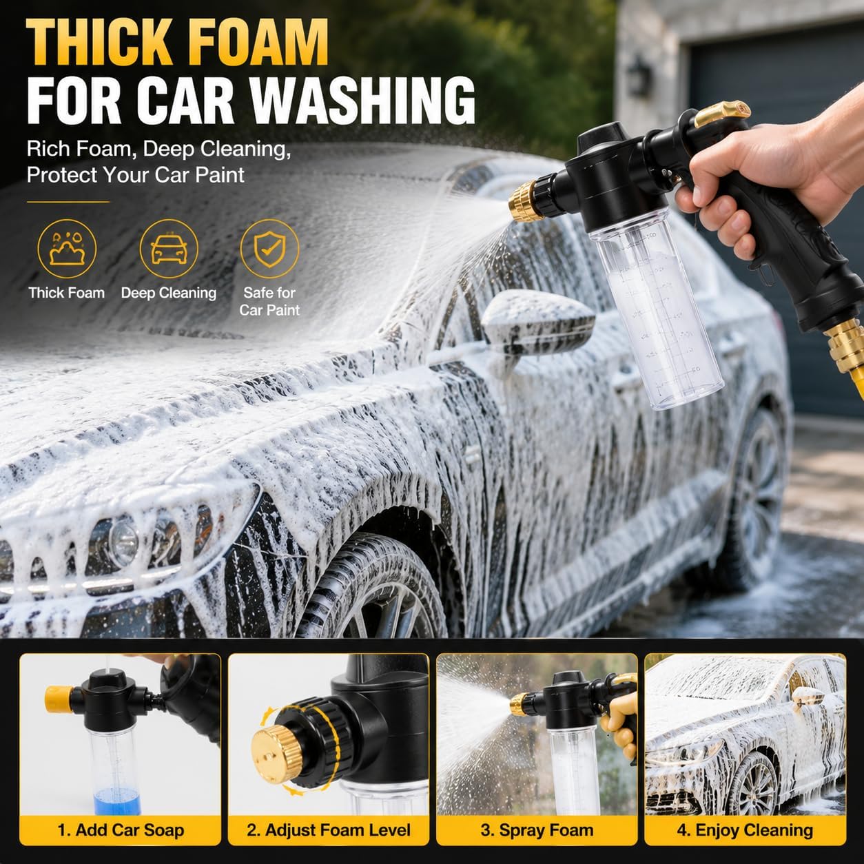 High Pressure Hose Nozzle, 2026 Upgraded Heavy Duty Water Spray Gun with 5 Adjustable Spray Modes, Metal Garden Hose