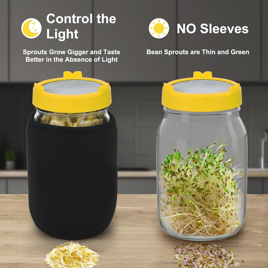  [Large Size] 68oz Sprouting Kit, 2 Sprouting Jar Kits, Wide Mouth Jars with Stainless Steel Screen Sprout Lid, 2000ml
