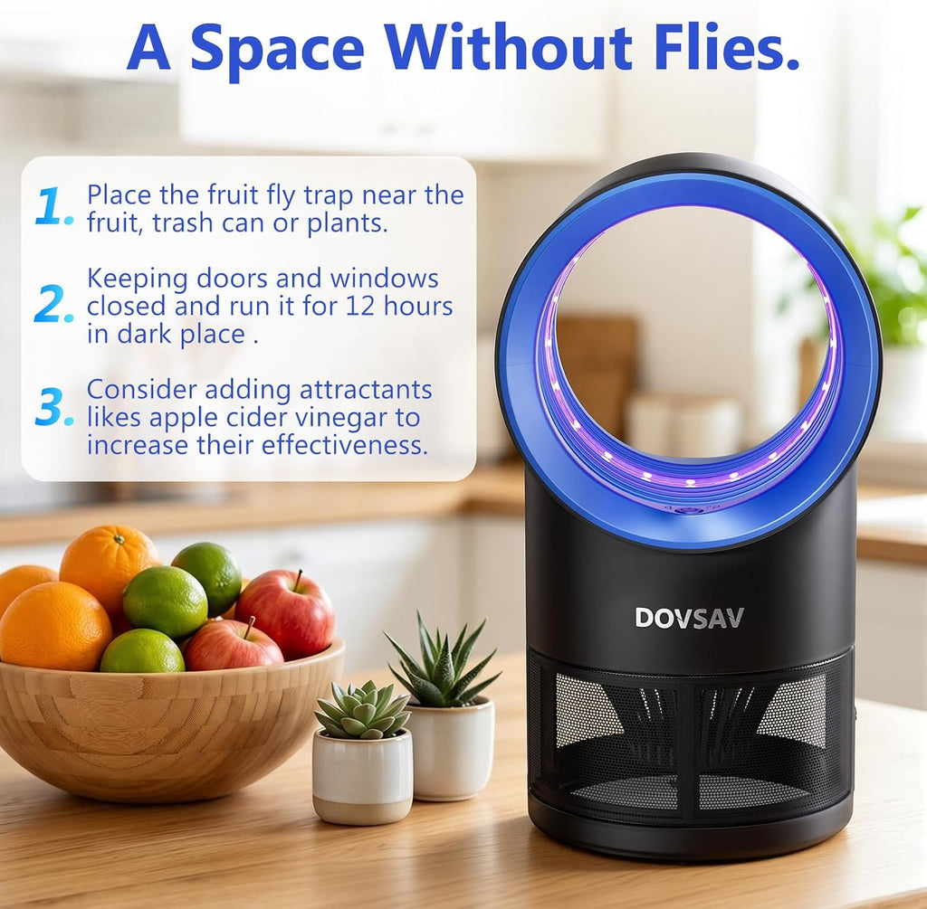 Fruit Fly Traps for Indoors, Blue Gnat Trap Indoor with Suction & Timer | Uv Light Lures Fruit Flies/Gnats, Timer