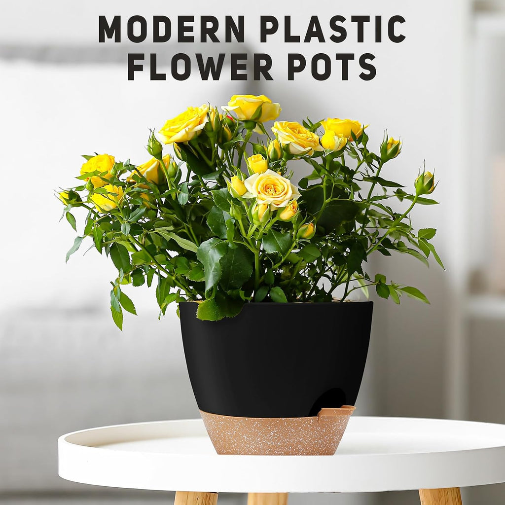 YNNICO 12" 10" 9" Large Self Watering Plant Pots, 3 Pack Flower Pots Planters with Multi Mesh Drainage Holes for Indoor