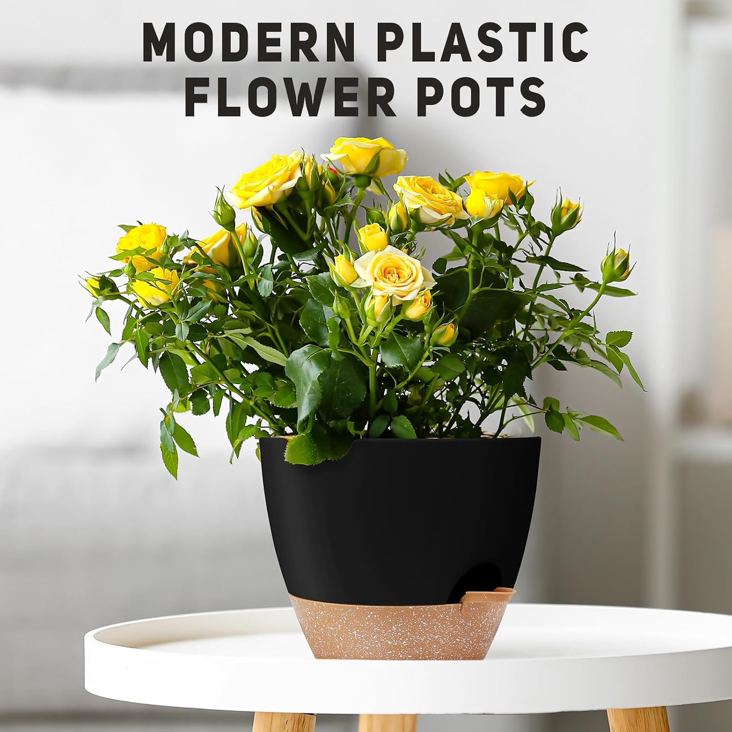 YNNICO 12" 10" 9" Large Self Watering Plant Pots, 3 Pack Flower Pots Planters with Multi Mesh Drainage Holes for Indoor